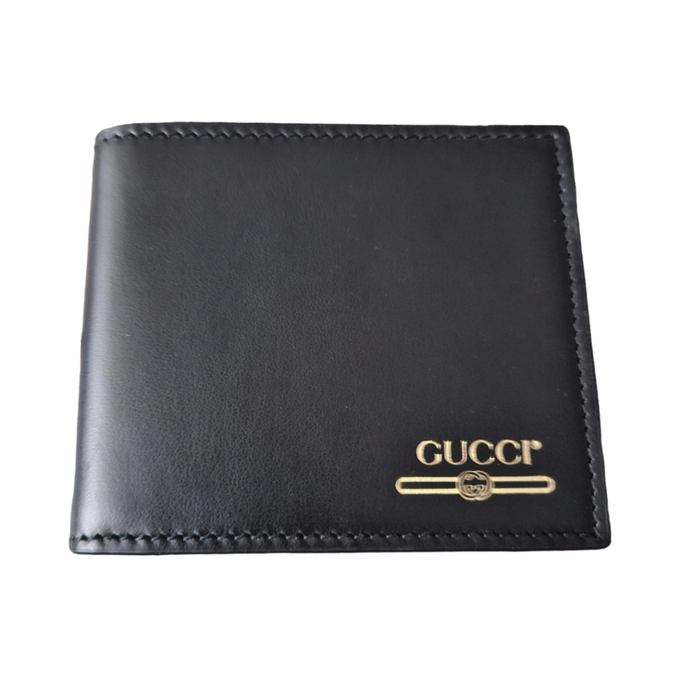 GUCCI Black Leather Mens Bifold Wallet (GGMW2025) New - Picture 1 of 4